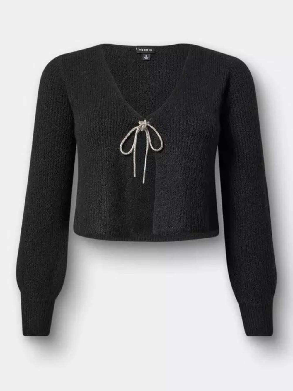 TORRID 3X NWT Black V-Neck Cropped Sweater with Bow Tie Accent